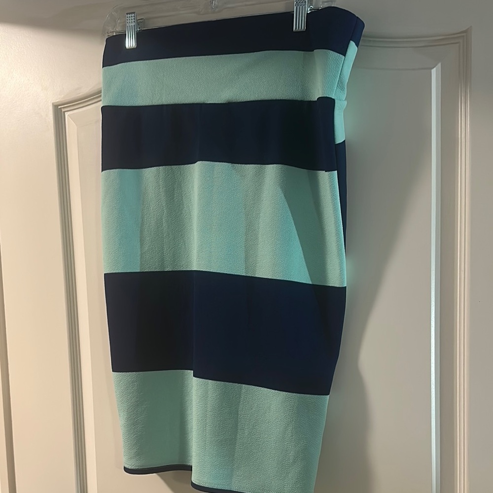 Lularoe Striped Navy and Mint Skirt Size L